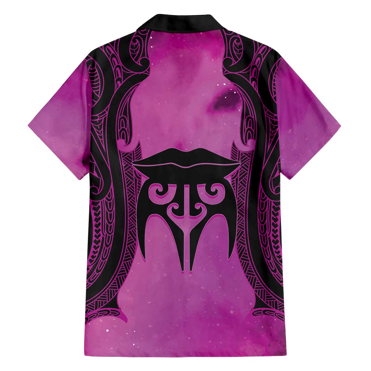 Personalised Moko Kauae New Zealand Family Matching Off The Shoulder Long Sleeve Dress and Hawaiian Shirt Maori Chin Tattoo Pink LT14 - Polynesian Pride