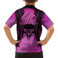 Personalised Moko Kauae New Zealand Family Matching Puletasi and Hawaiian Shirt Maori Chin Tattoo Pink LT14 - Polynesian Pride