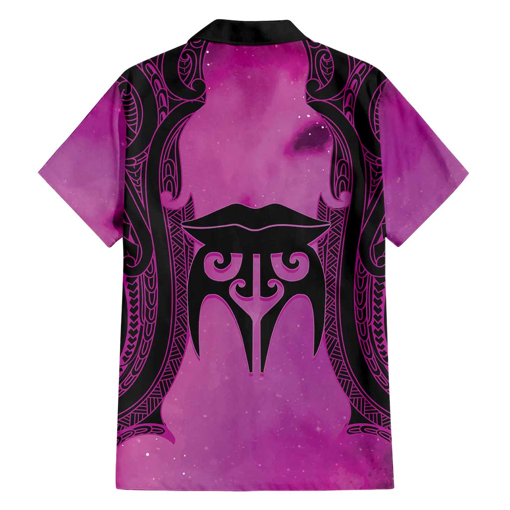 Personalised Moko Kauae New Zealand Family Matching Tank Maxi Dress and Hawaiian Shirt Maori Chin Tattoo Pink LT14 - Polynesian Pride