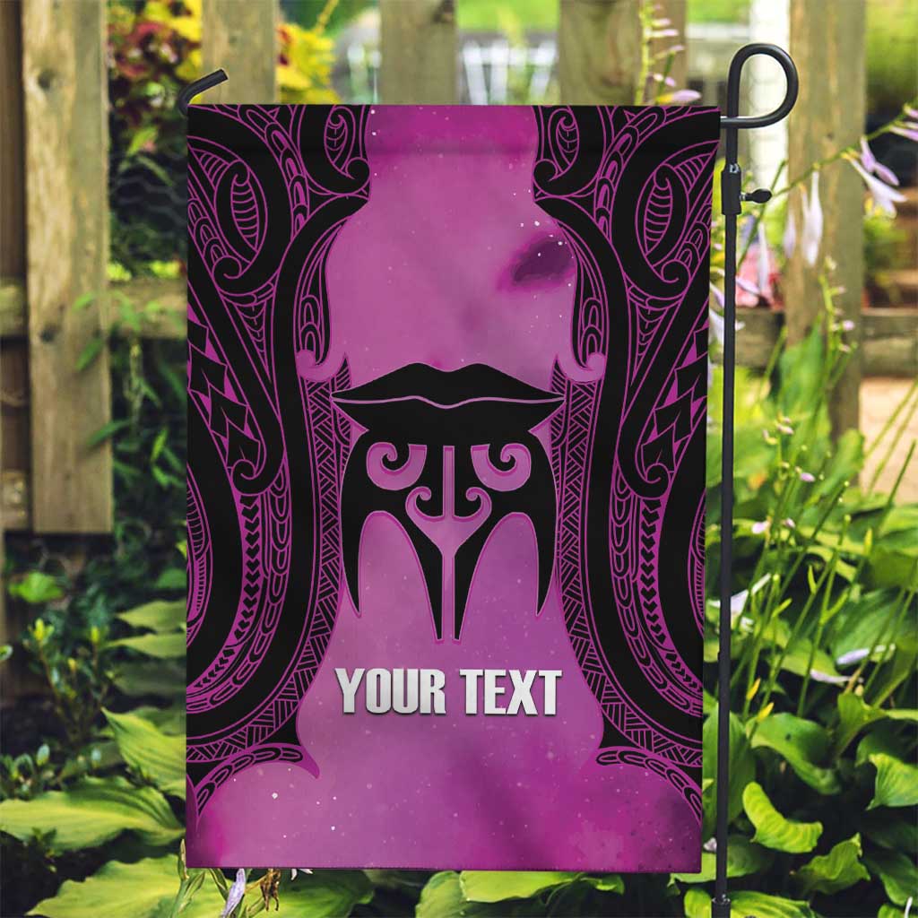 Personalised Moko Kauae New Zealand Garden Flag Maori Chin Tattoo Pink LT14 Garden Flag Pink - Polynesian Pride