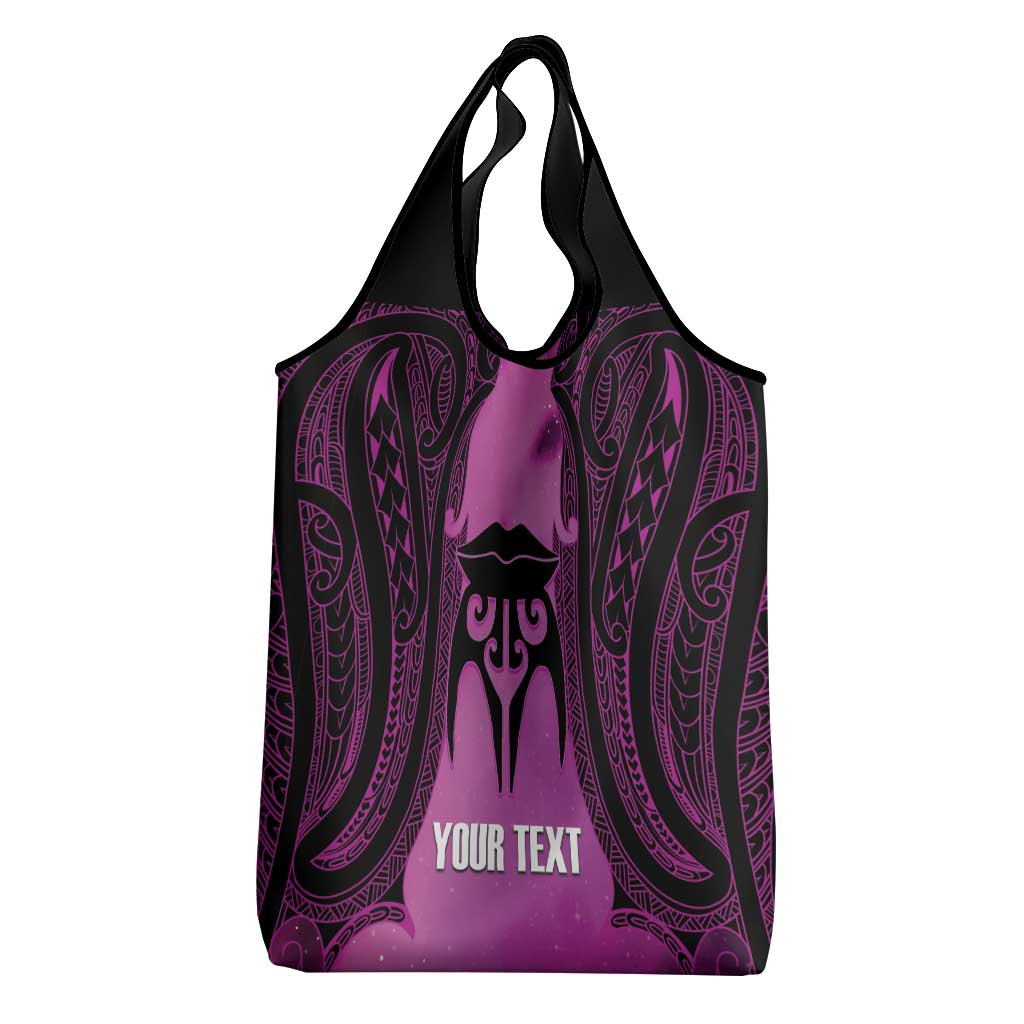 Personalised Moko Kauae New Zealand Grocery Bag Maori Chin Tattoo Pink LT14 - Polynesian Pride