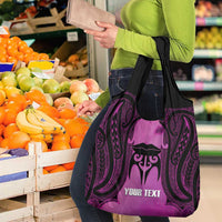 Personalised Moko Kauae New Zealand Grocery Bag Maori Chin Tattoo Pink LT14 - Polynesian Pride
