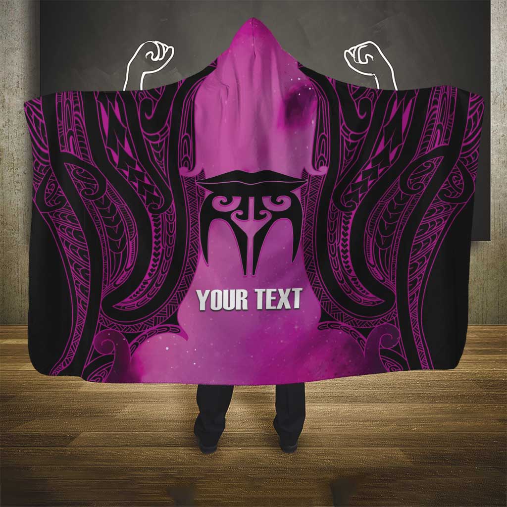 Personalised Moko Kauae New Zealand Hooded Blanket Maori Chin Tattoo Pink LT14 - Polynesian Pride