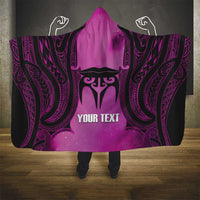 Personalised Moko Kauae New Zealand Hooded Blanket Maori Chin Tattoo Pink LT14 - Polynesian Pride