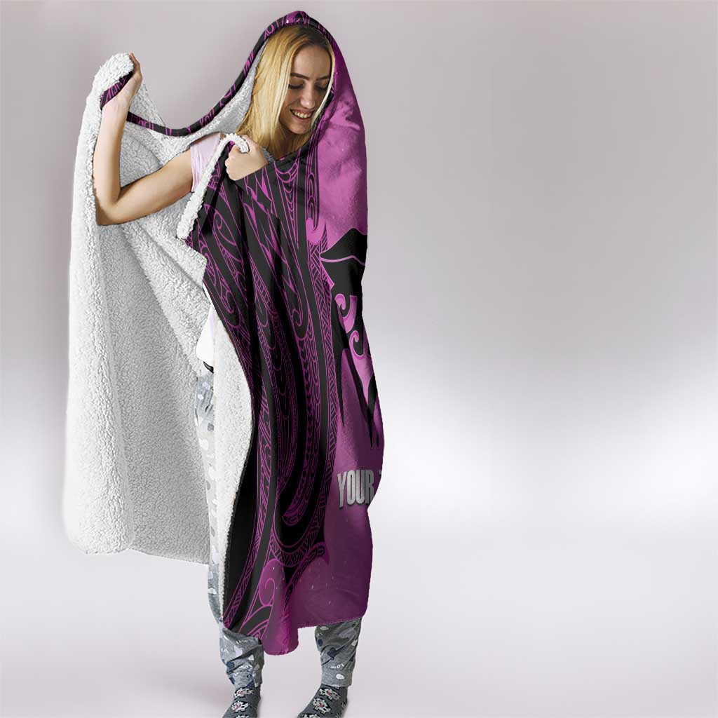 Personalised Moko Kauae New Zealand Hooded Blanket Maori Chin Tattoo Pink LT14 - Polynesian Pride