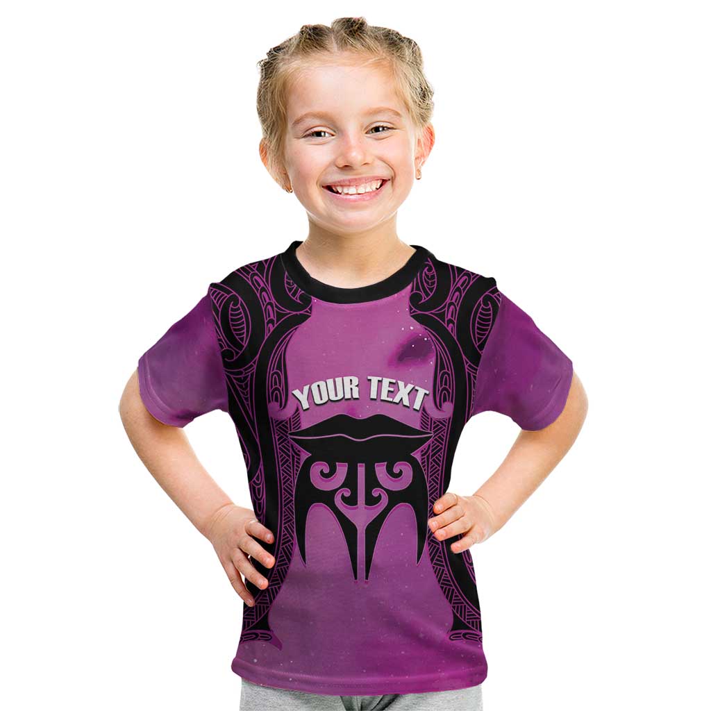 Personalised Moko Kauae New Zealand Kid T Shirt Maori Chin Tattoo Pink - Polynesian Pride