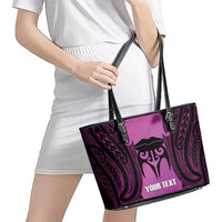 Personalised Moko Kauae New Zealand Leather Tote Bag Maori Chin Tattoo Pink LT14 - Polynesian Pride