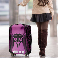 Personalised Moko Kauae New Zealand Luggage Cover Maori Chin Tattoo Pink - Polynesian Pride