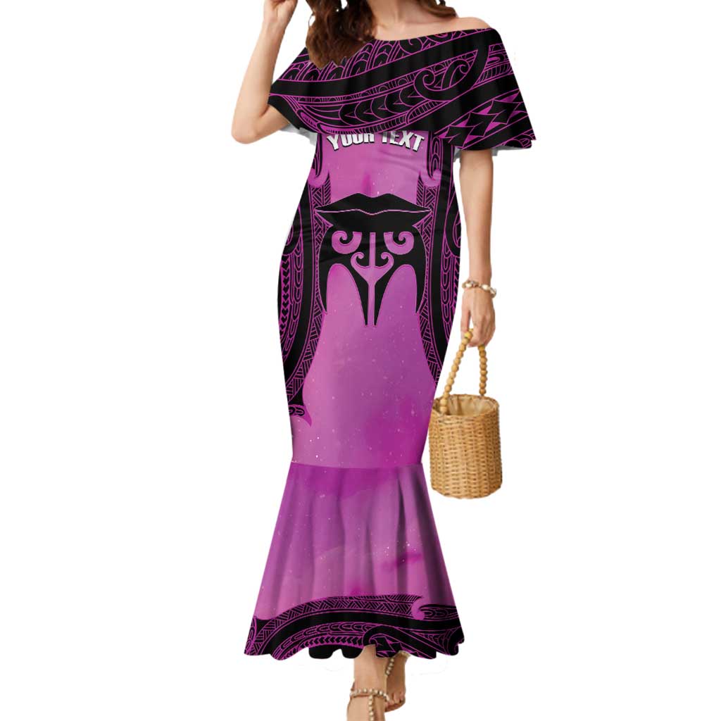Personalised Moko Kauae New Zealand Mermaid Dress Maori Chin Tattoo Pink LT14 Women Pink - Polynesian Pride