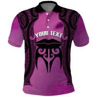 Personalised Moko Kauae New Zealand Polo Shirt Maori Chin Tattoo Pink LT14 Pink - Polynesian Pride