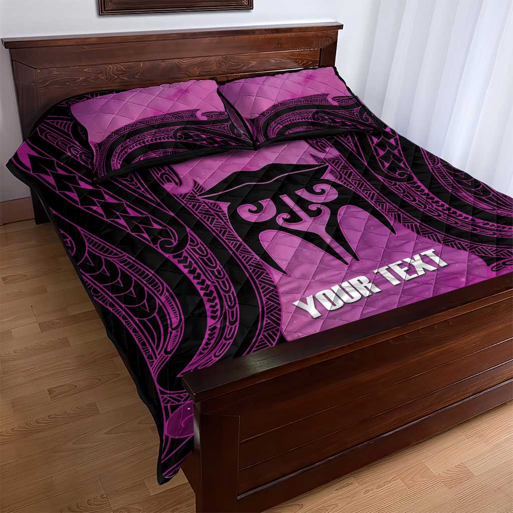 Personalised Moko Kauae New Zealand Quilt Bed Set Maori Chin Tattoo Pink LT14 - Polynesian Pride