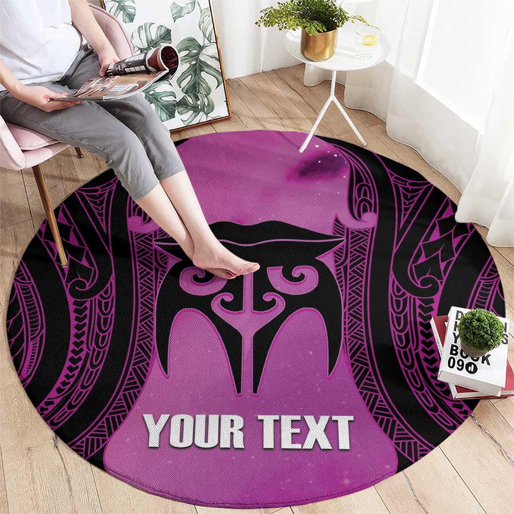 Personalised Moko Kauae New Zealand Round Carpet Maori Chin Tattoo Pink LT14 - Polynesian Pride