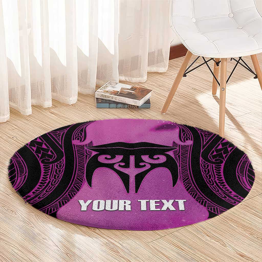 Personalised Moko Kauae New Zealand Round Carpet Maori Chin Tattoo Pink LT14 - Polynesian Pride