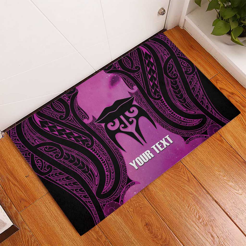 Personalised Moko Kauae New Zealand Rubber Doormat Maori Chin Tattoo Pink LT14 - Polynesian Pride