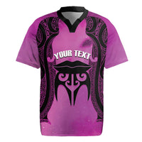 Personalised Moko Kauae New Zealand Rugby Jersey Maori Chin Tattoo Pink LT14 Pink - Polynesian Pride