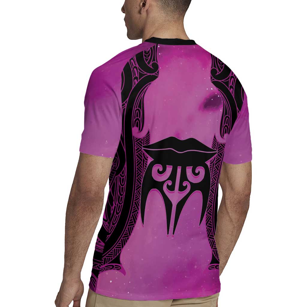 Personalised Moko Kauae New Zealand Rugby Jersey Maori Chin Tattoo Pink LT14 - Polynesian Pride