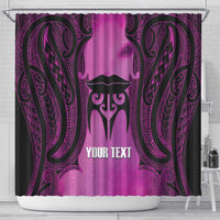 Personalised Moko Kauae New Zealand Shower Curtain Maori Chin Tattoo Pink LT14 - Polynesian Pride