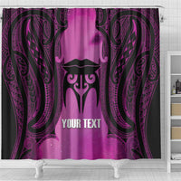 Personalised Moko Kauae New Zealand Shower Curtain Maori Chin Tattoo Pink LT14 - Polynesian Pride