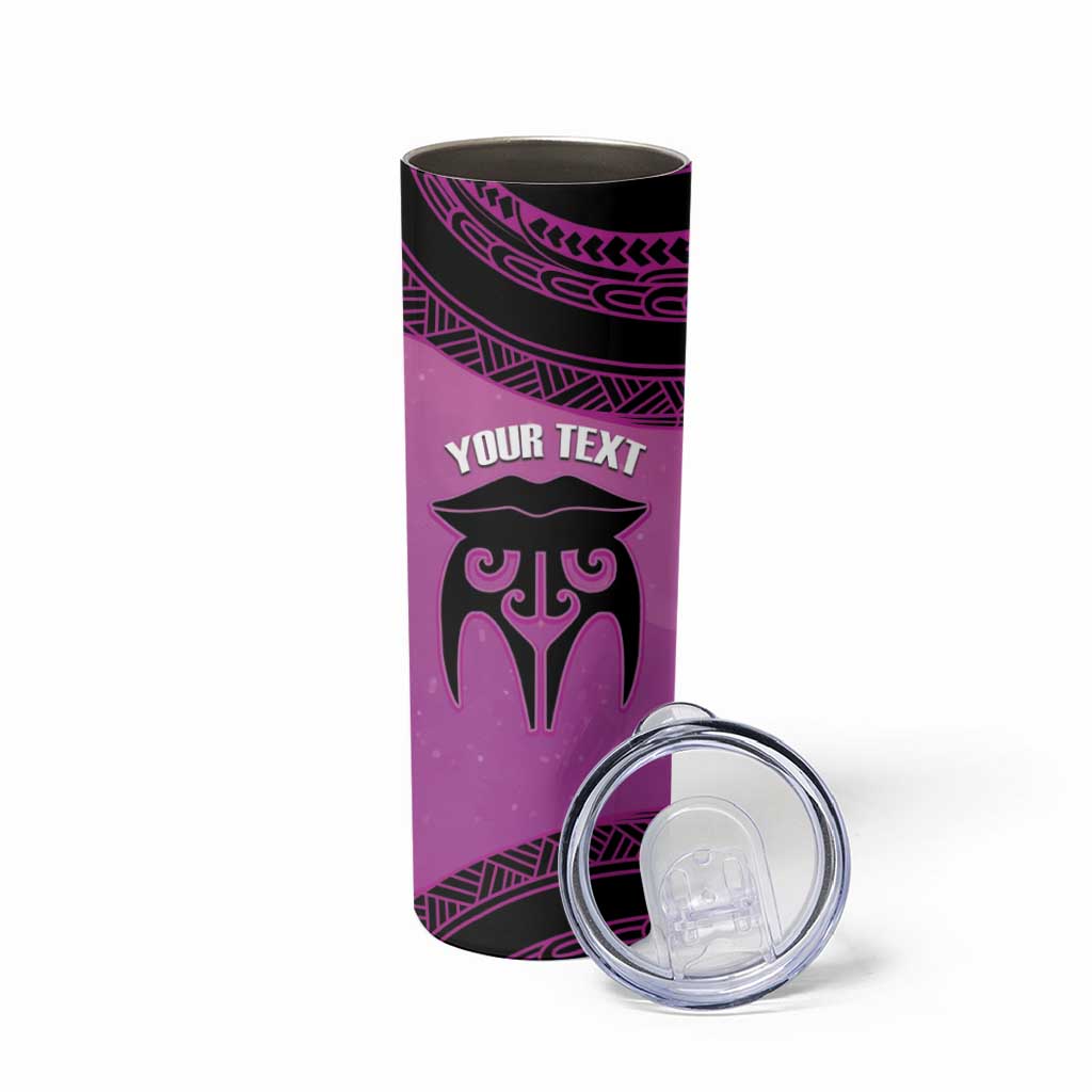 Personalised Moko Kauae New Zealand Skinny Tumbler Maori Chin Tattoo Pink LT14 - Polynesian Pride
