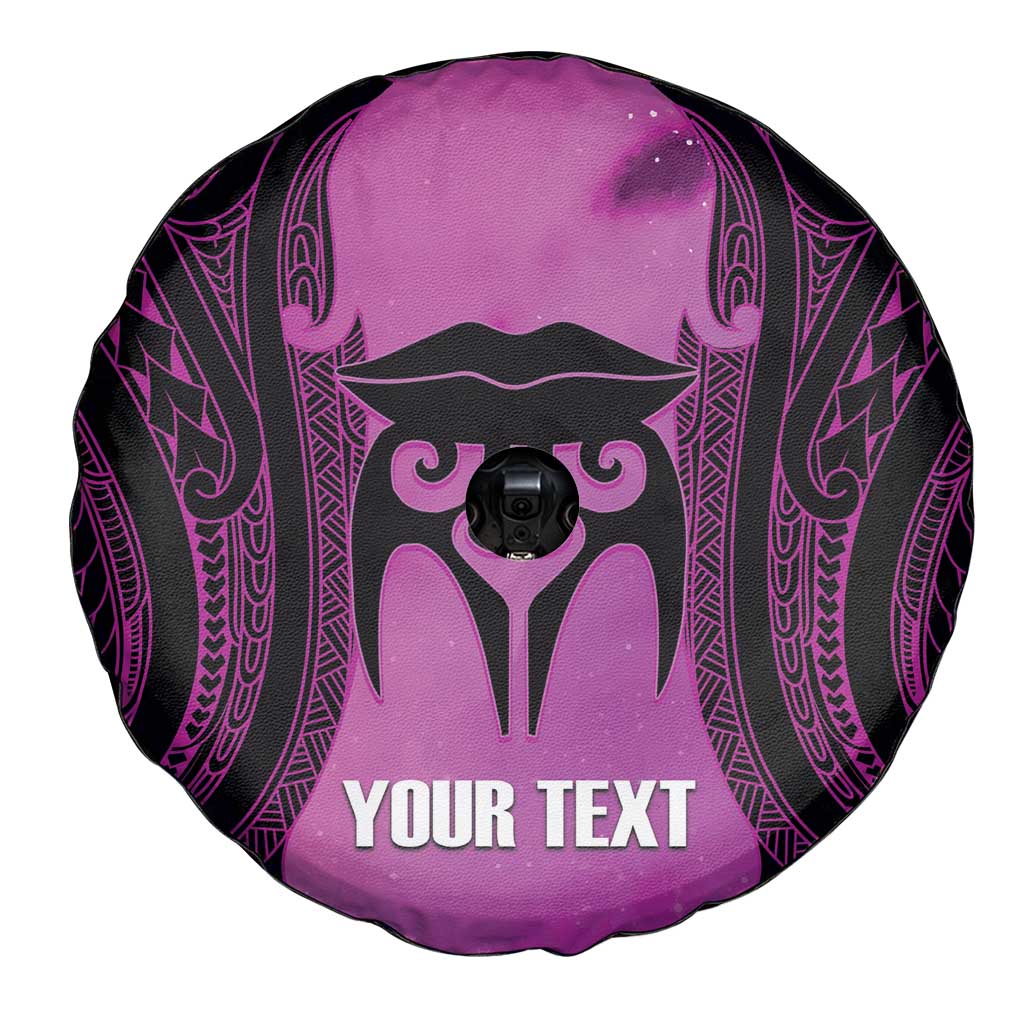 Personalised Moko Kauae New Zealand Spare Tire Cover Maori Chin Tattoo Pink LT14 - Polynesian Pride