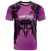 Personalised Moko Kauae New Zealand T Shirt Maori Chin Tattoo Pink LT14 Pink - Polynesian Pride