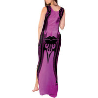 Personalised Moko Kauae New Zealand Tank Maxi Dress Maori Chin Tattoo Pink LT14 - Polynesian Pride