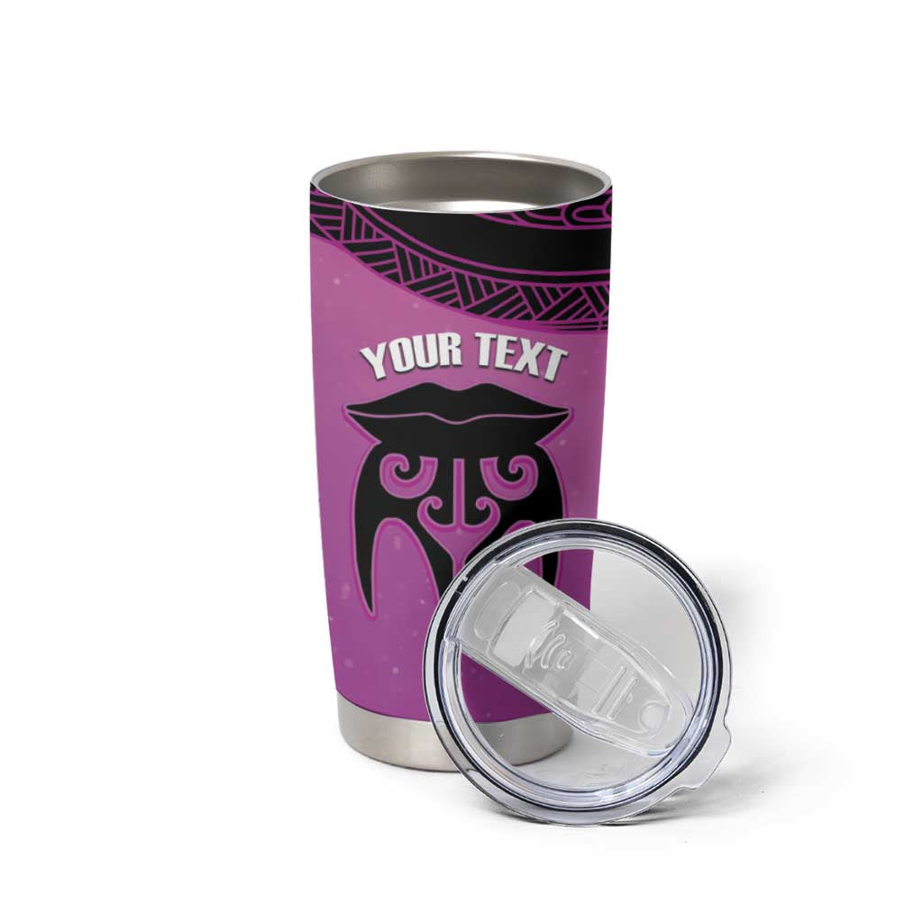 Personalised Moko Kauae New Zealand Tumbler Cup Maori Chin Tattoo Pink LT14 - Polynesian Pride