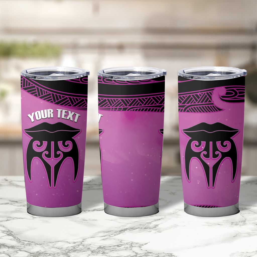 Personalised Moko Kauae New Zealand Tumbler Cup Maori Chin Tattoo Pink LT14 - Polynesian Pride