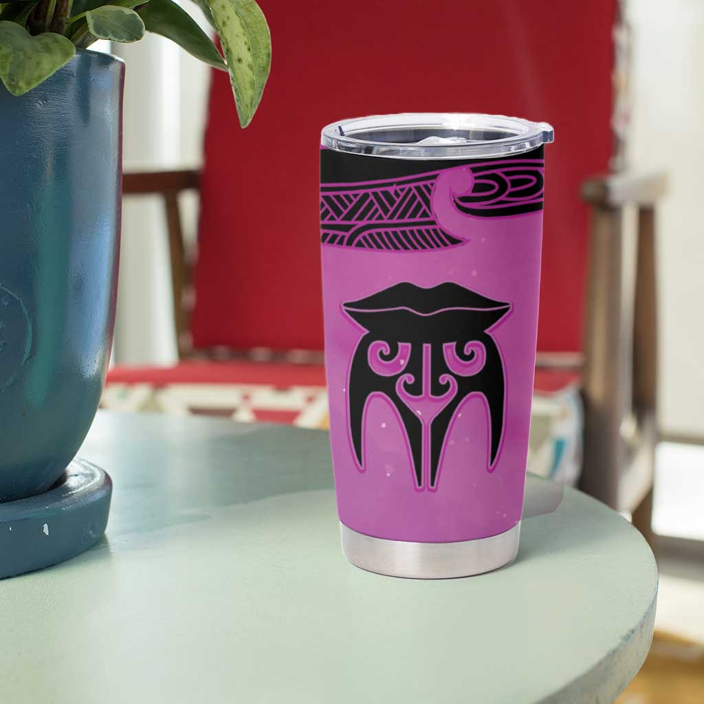 Personalised Moko Kauae New Zealand Tumbler Cup Maori Chin Tattoo Pink LT14 - Polynesian Pride