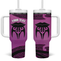 Personalised Moko Kauae New Zealand Tumbler With Handle Maori Chin Tattoo Pink LT14 One Size: 40 oz Pink - Polynesian Pride