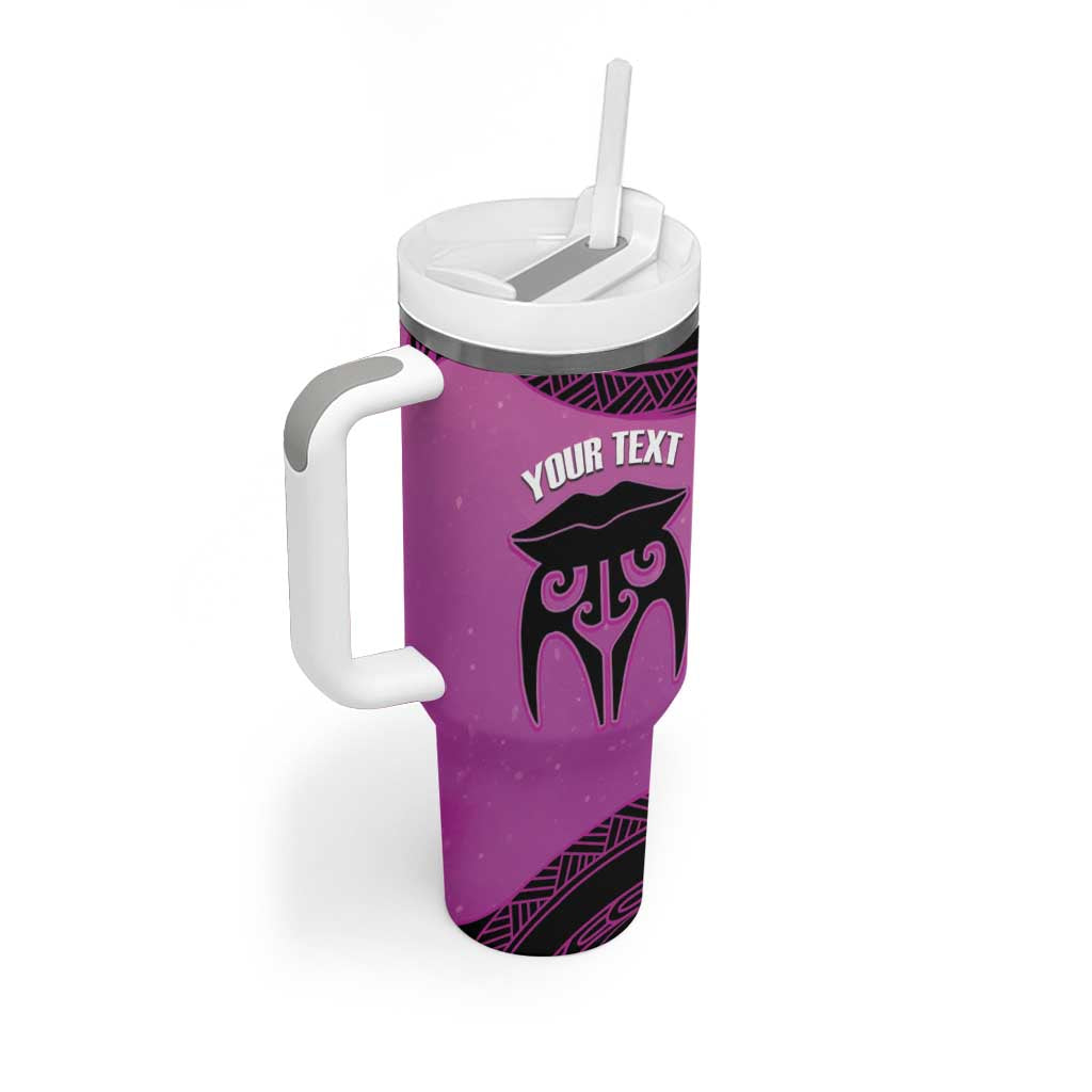 Personalised Moko Kauae New Zealand Tumbler With Handle Maori Chin Tattoo Pink LT14 - Polynesian Pride
