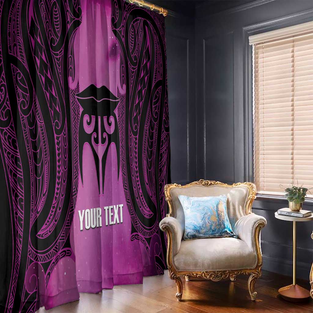 Personalised Moko Kauae New Zealand Window Curtain Maori Chin Tattoo Pink LT14 - Polynesian Pride