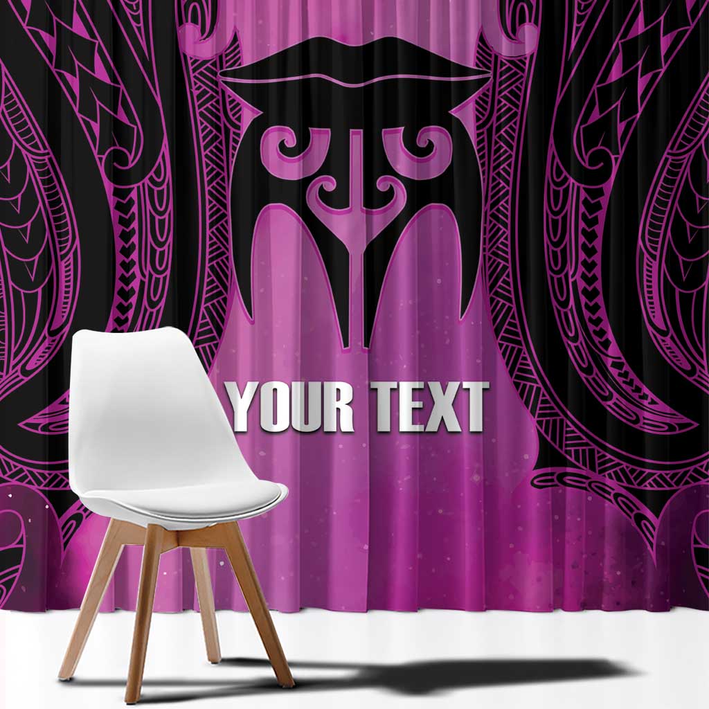 Personalised Moko Kauae New Zealand Window Curtain Maori Chin Tattoo Pink LT14 - Polynesian Pride