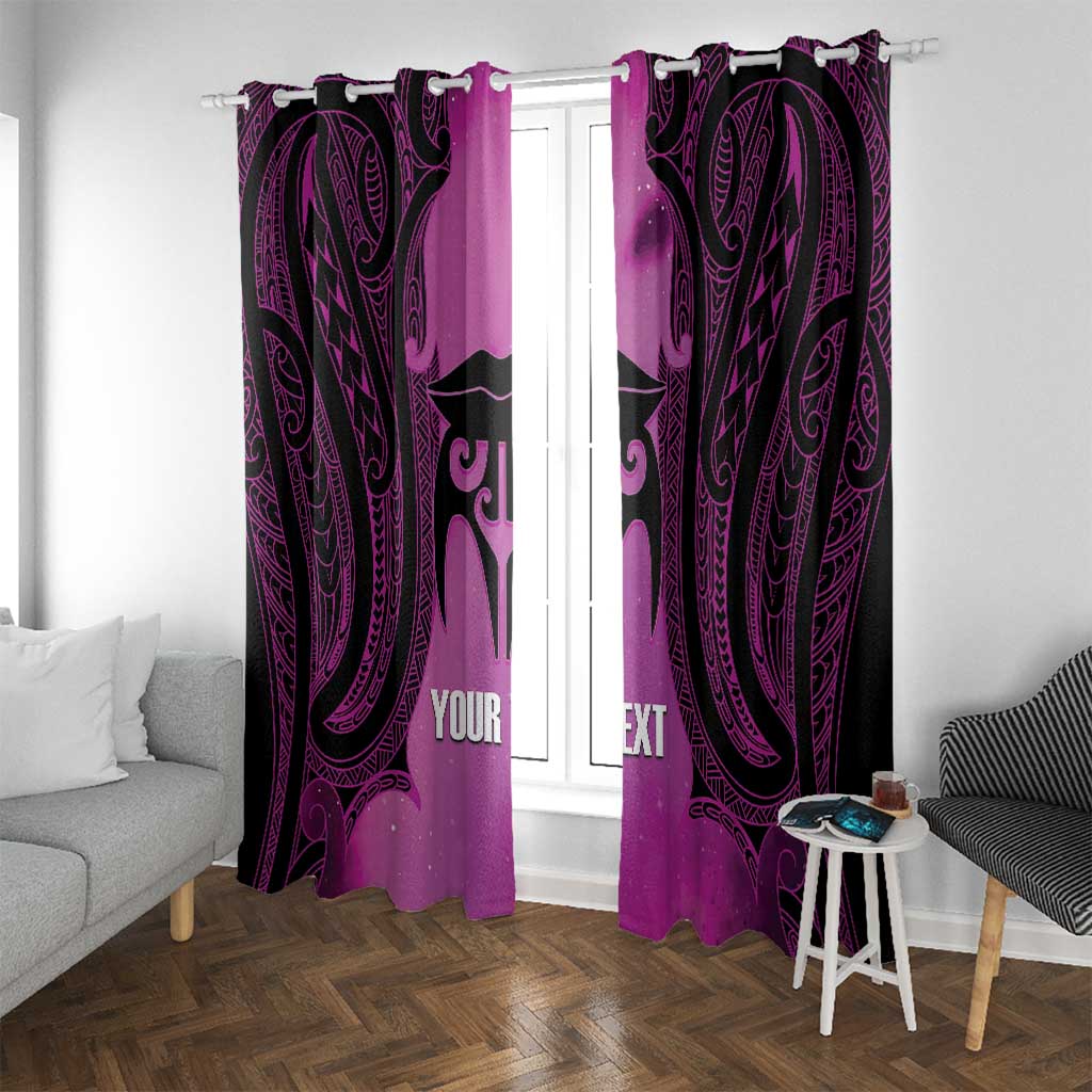 Personalised Moko Kauae New Zealand Window Curtain Maori Chin Tattoo Pink LT14 With Grommets Pink - Polynesian Pride