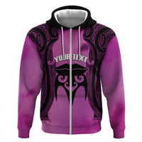 Personalised Moko Kauae New Zealand Zip Hoodie Maori Chin Tattoo Pink LT14 Zip Hoodie Pink - Polynesian Pride