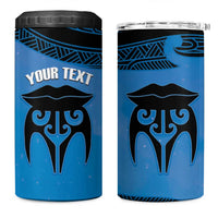 Personalised Moko Kauae New Zealand 4 in 1 Can Cooler Tumbler Maori Chin Tattoo Blue LT14 One Size: 16 oz Blue - Polynesian Pride