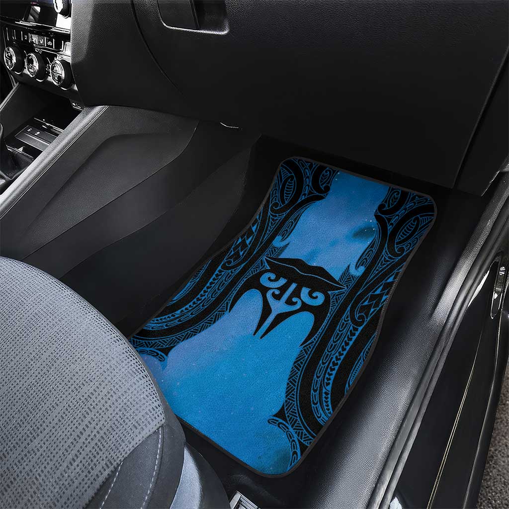 Personalised Moko Kauae New Zealand Car Mats Maori Chin Tattoo Blue LT14 - Polynesian Pride