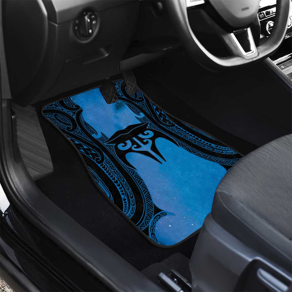 Personalised Moko Kauae New Zealand Car Mats Maori Chin Tattoo Blue LT14 - Polynesian Pride