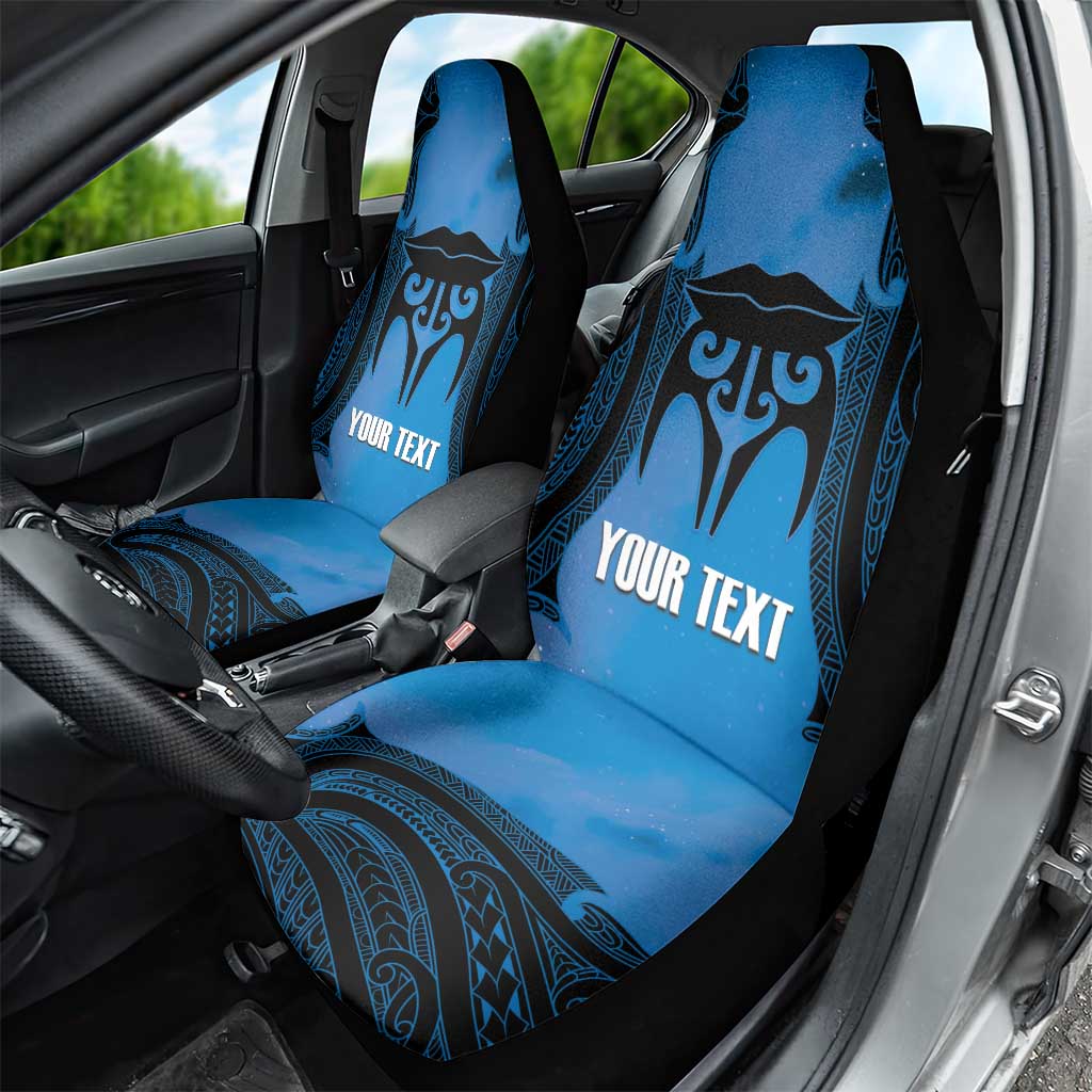 Personalised Moko Kauae New Zealand Car Seat Cover Maori Chin Tattoo Blue - Polynesian Pride