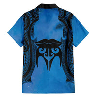 Personalised Moko Kauae New Zealand Family Matching Summer Maxi Dress and Hawaiian Shirt Maori Chin Tattoo Blue LT14 - Polynesian Pride