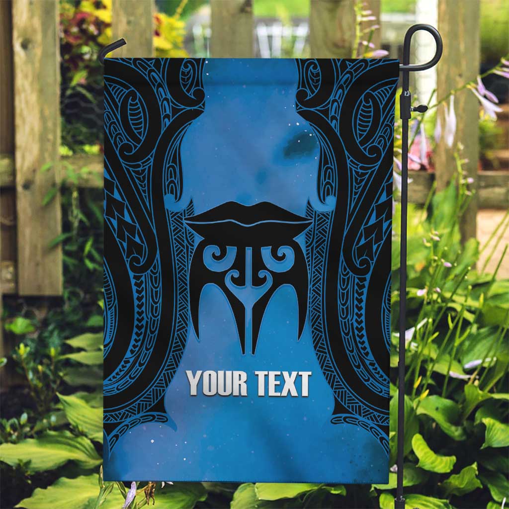 Personalised Moko Kauae New Zealand Garden Flag Maori Chin Tattoo Blue LT14 Garden Flag Blue - Polynesian Pride