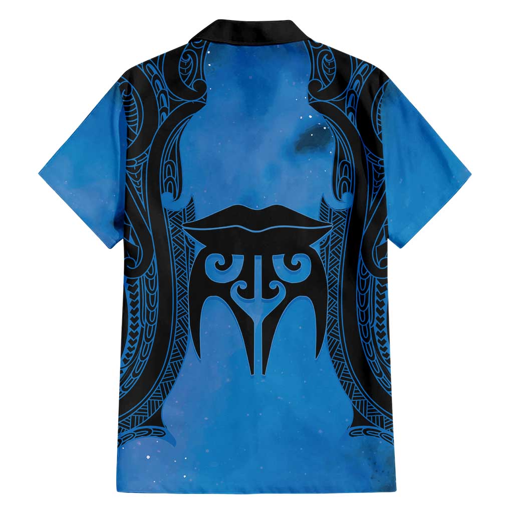 Personalised Moko Kauae New Zealand Hawaiian Shirt Maori Chin Tattoo Blue LT14 - Polynesian Pride
