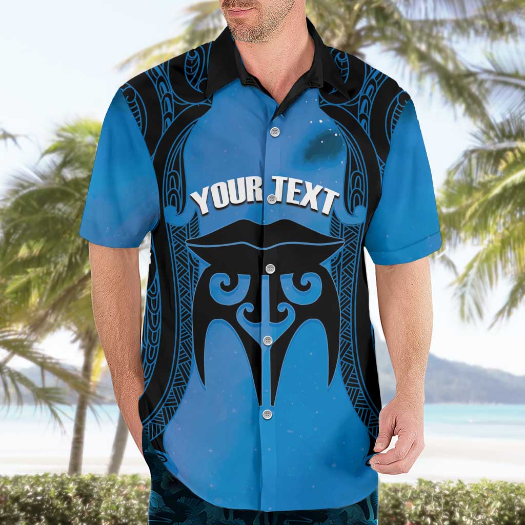 Personalised Moko Kauae New Zealand Hawaiian Shirt Maori Chin Tattoo Blue LT14 - Polynesian Pride