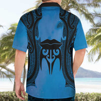 Personalised Moko Kauae New Zealand Hawaiian Shirt Maori Chin Tattoo Blue LT14 - Polynesian Pride