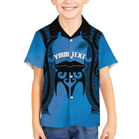 Personalised Moko Kauae New Zealand Hawaiian Shirt Maori Chin Tattoo Blue LT14 - Polynesian Pride