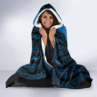 Personalised Moko Kauae New Zealand Hooded Blanket Maori Chin Tattoo Blue LT14 - Polynesian Pride