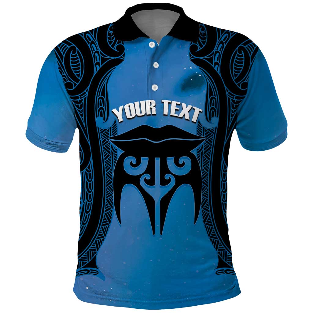 Personalised Moko Kauae New Zealand Polo Shirt Maori Chin Tattoo Blue LT14 Blue - Polynesian Pride