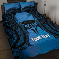 Personalised Moko Kauae New Zealand Quilt Bed Set Maori Chin Tattoo Blue LT14 Blue - Polynesian Pride