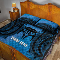 Personalised Moko Kauae New Zealand Quilt Bed Set Maori Chin Tattoo Blue LT14 - Polynesian Pride