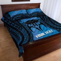Personalised Moko Kauae New Zealand Quilt Bed Set Maori Chin Tattoo Blue LT14 - Polynesian Pride